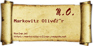 Markovitz Olivér névjegykártya